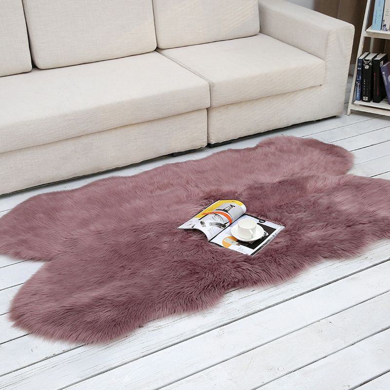 Shaggy Plain Rug Multi-Color Scandinavian Carpet Faux Fur Machine Washable Non-Slip Backing Pet Friendly Rug for Home