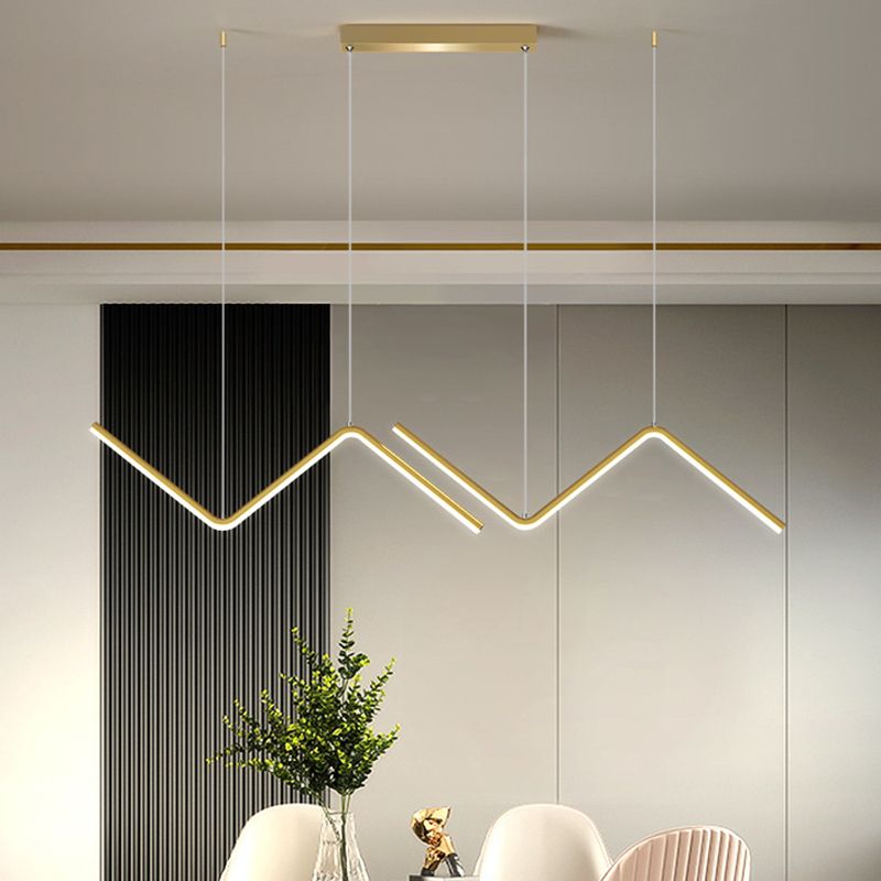 Zigzag Pendant Lighting Fixture Contemporary Style LED Metal Suspended Lighting Fixture