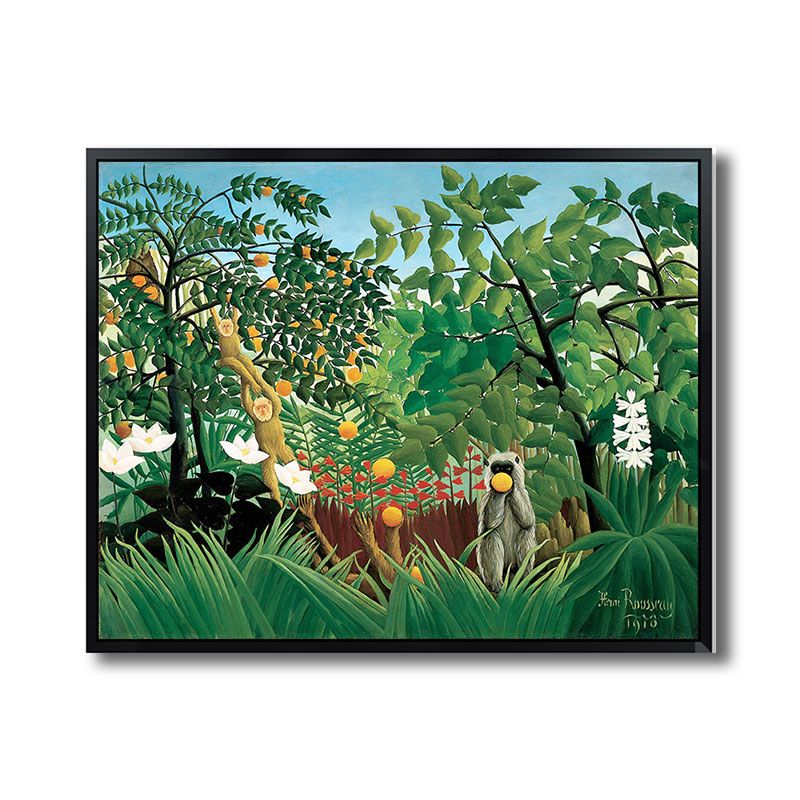 Henri Rousseau Jungle Mandrill Canvas Green Childrens Art Wall Decor for Bedroom