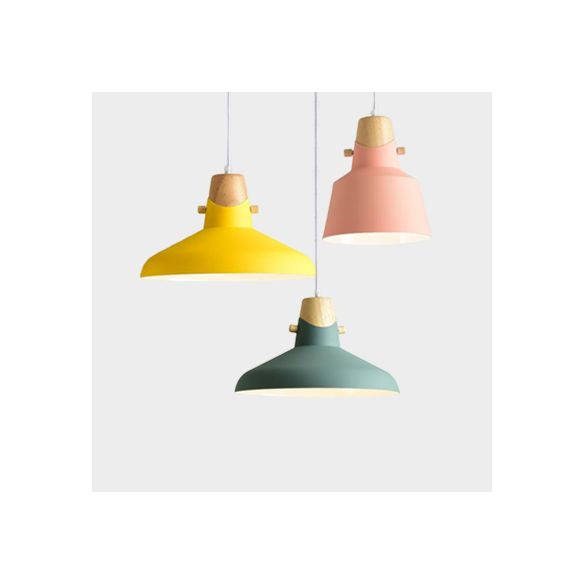 Bell / Dome Plafond Pendant Light Modernisme Métal 1 Lumière 8,5 "/ 14" Dia rose / jaune / Green Lampe suspendue