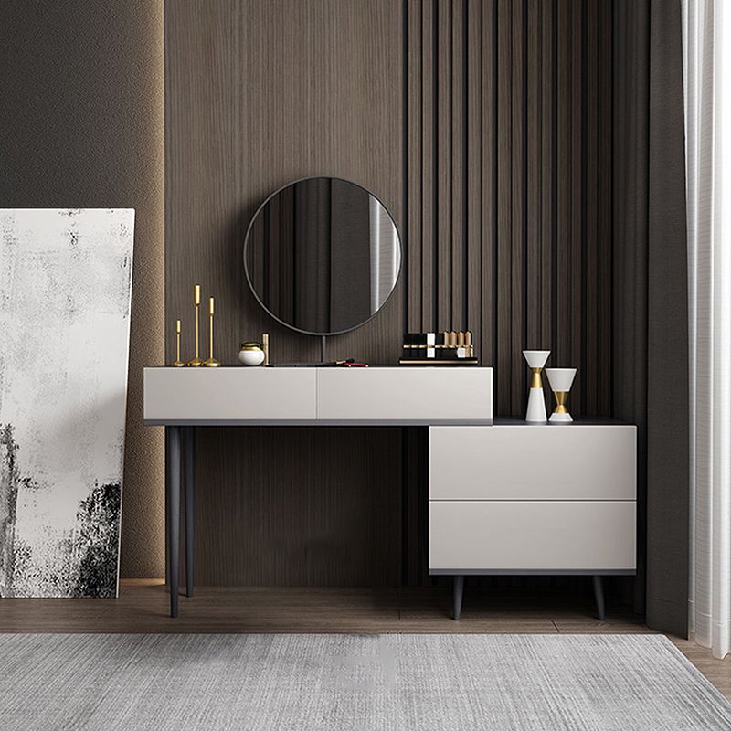 Modern Style White Wood-based Material Countertop Black Base with 4 Drawer Dresser