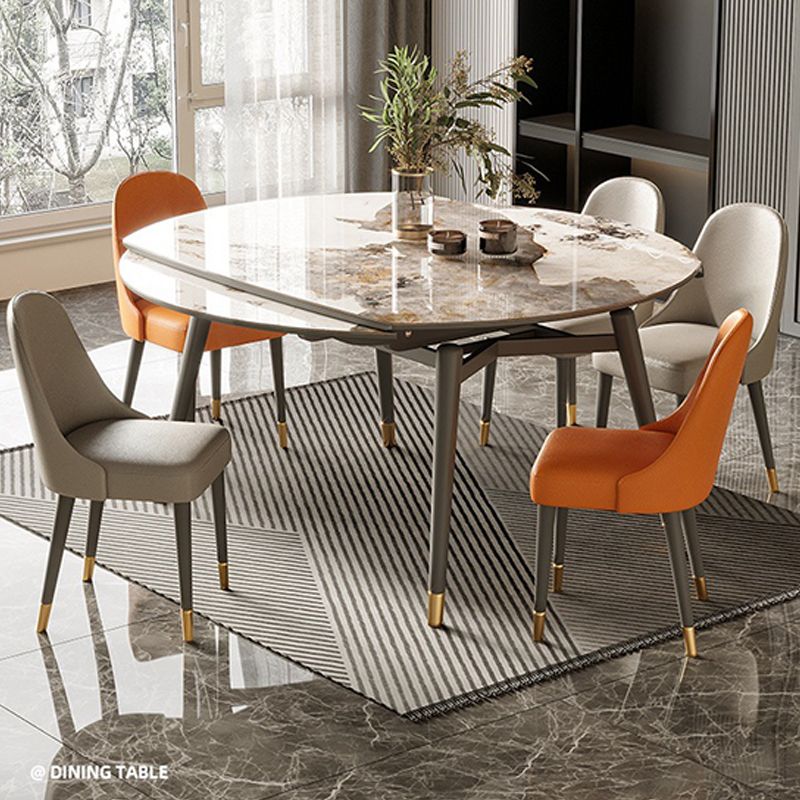 Wood Base Dining Table Contemporary Extendable Dinner Table for Home