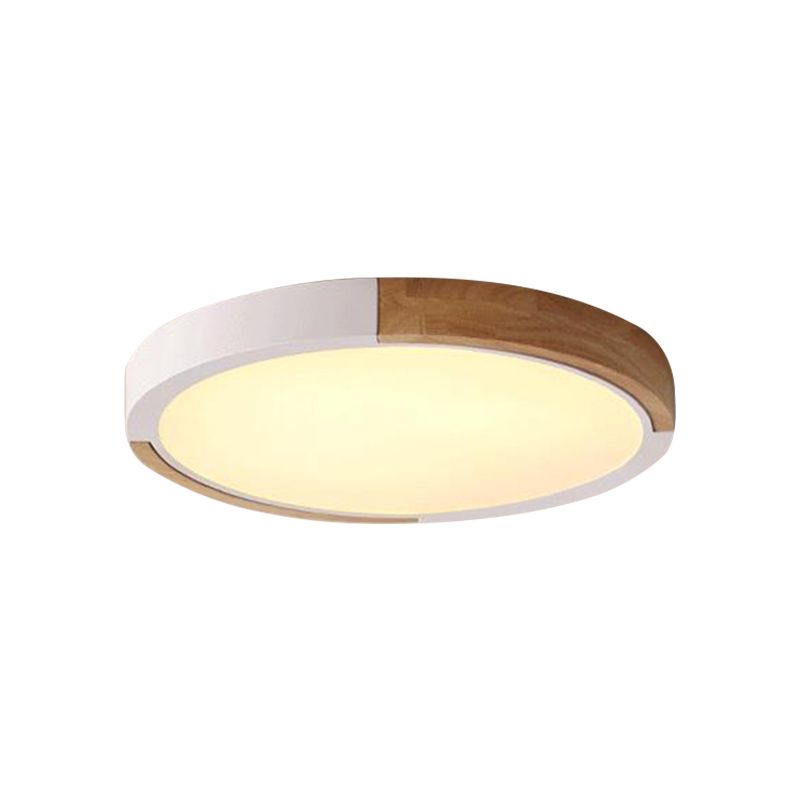 Lámpara de techo LED circular de montaje empotrado Macaron acrílico blanco/rosa/amarillo en luz blanca/cálida, 16"/19,5" de ancho