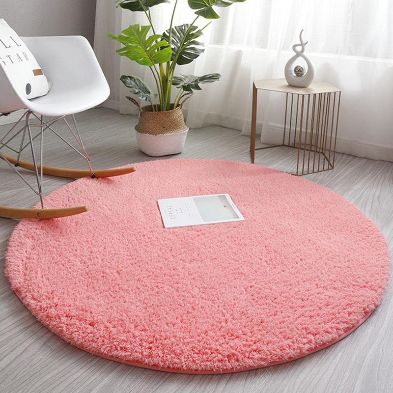 Lässiger runder Shag Teppich moderner, farbiger Teppichfleckfest -Resistent Polyester Fläche Teppich für Wohnzimmer