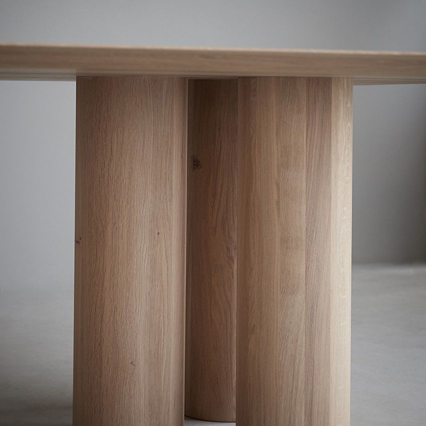 Rectangle Simplicity Dining Table Wood Color Fixed Table with Solid Wood