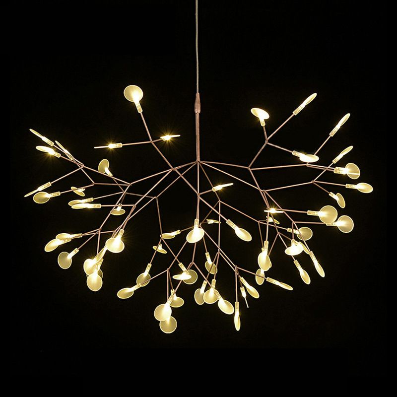 Rose Gold Branches Hanging Lamp Designer Style Metal Chandelier for Living Room