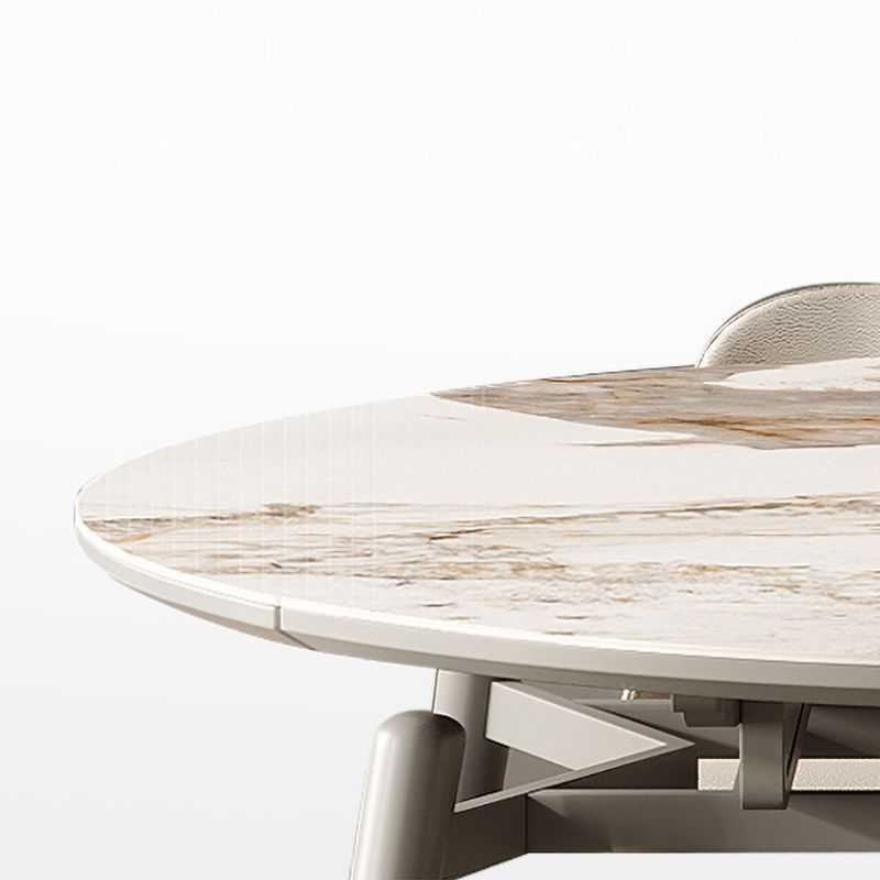 Modern Gray Round Shape Table Sintered Stone Kitchen Dining Table with 4 Legs Base
