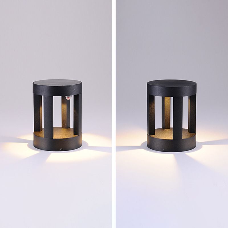 Open Shaped LED Lawn Light Modern Style Aluminum Outdoor Landscape Lighting in Black