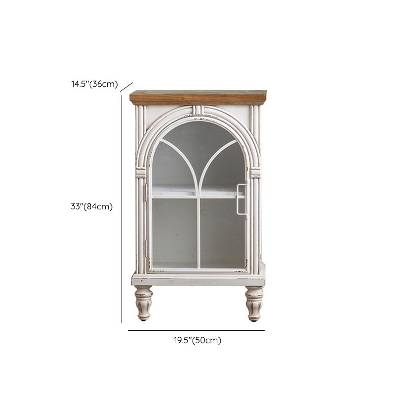 Traditional Pine Curio Cabinet Glass Doors Display Stand with Doors