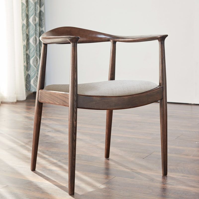 Chaise de salle à manger traditionnelle en bois massif, chaise latérale de salle à manger simple à dossier ouvert