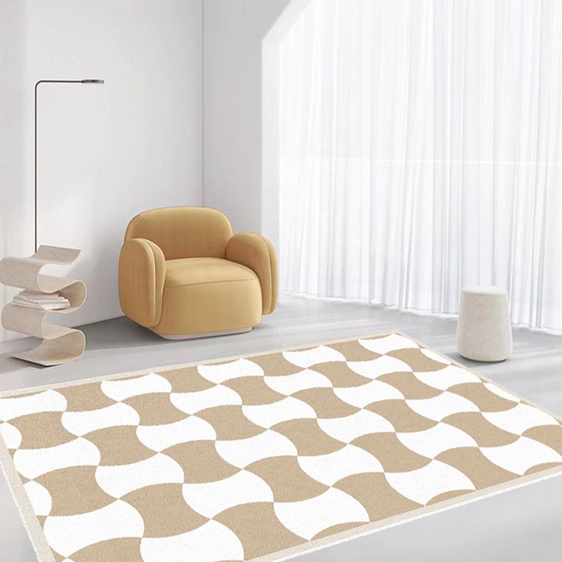 Modern Style Geometric Rug Rectangle Shape Living Room Carpet Polyester Washable Area Rug