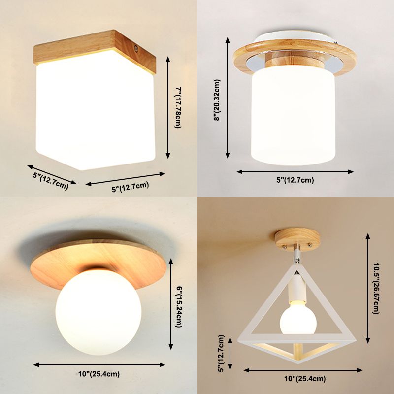 Moderne, schattige Deckeneinbauleuchte aus hellem Holz, Gang-Deckenleuchte aus Holz