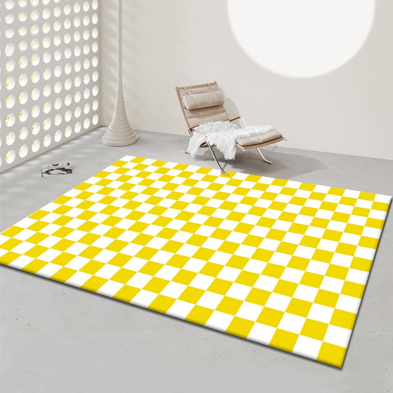 Colorful Lattice Pattern Rug Living Room Carpet Polyester Washable Area Rug