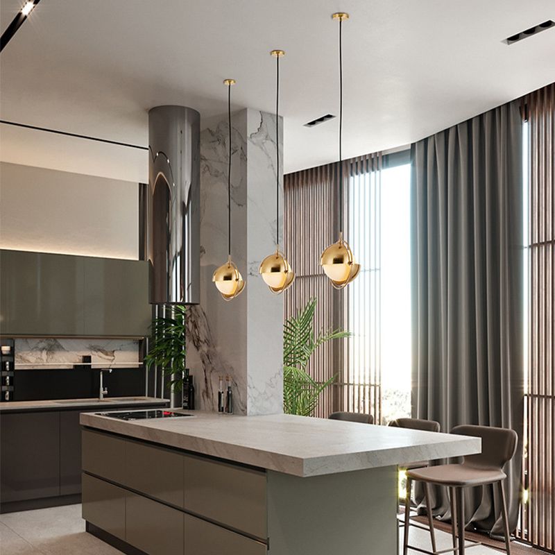 Globe single hanglamp in moderne creatieve stijl smeedijzeren hangende lamp met glazen schaduw