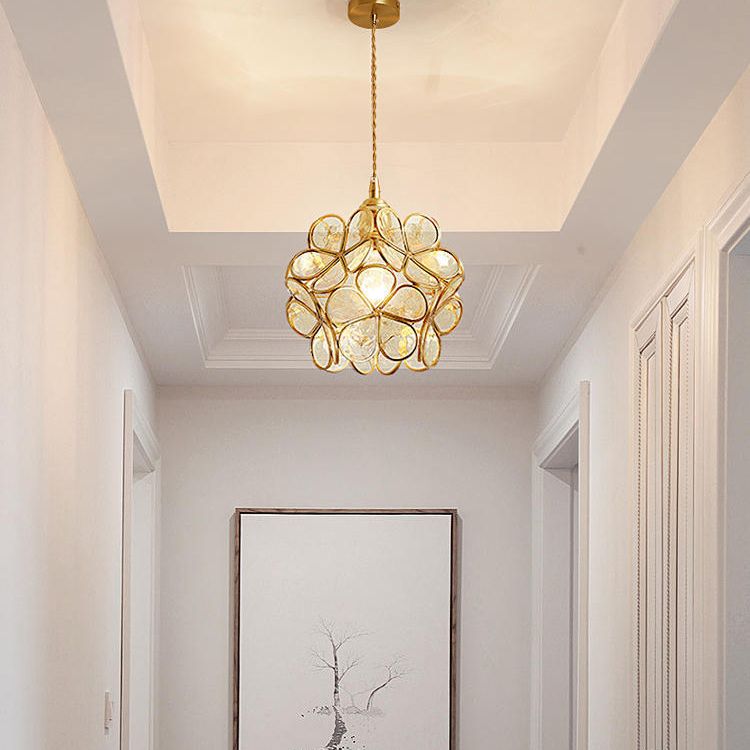 Mini Flush Mount Ceiling Lights Traditional Vintage Style Ceiling Fixture with Glass Shade