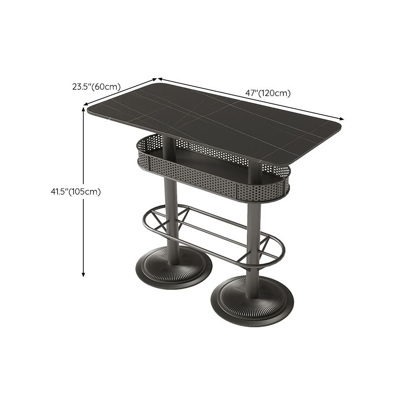 Industrial Style Bar Wine Table Black Bar Dining Table with Storage