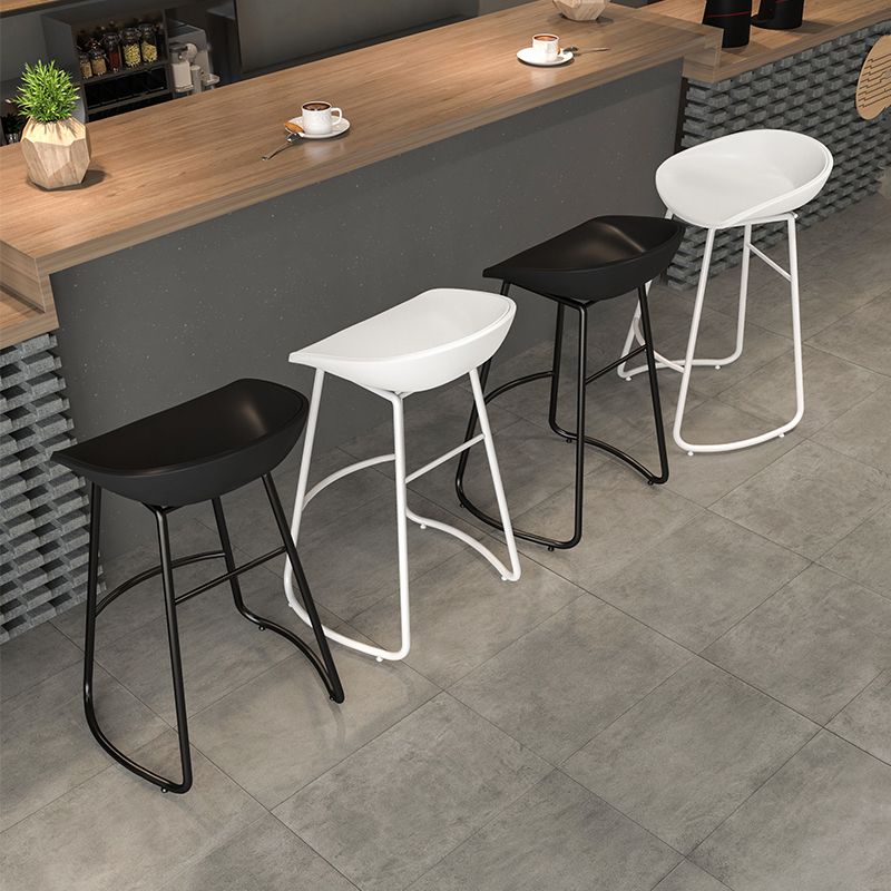 Indoor Glam Armless Bucket Seat Low Back Plastic and Steel Bar Stool