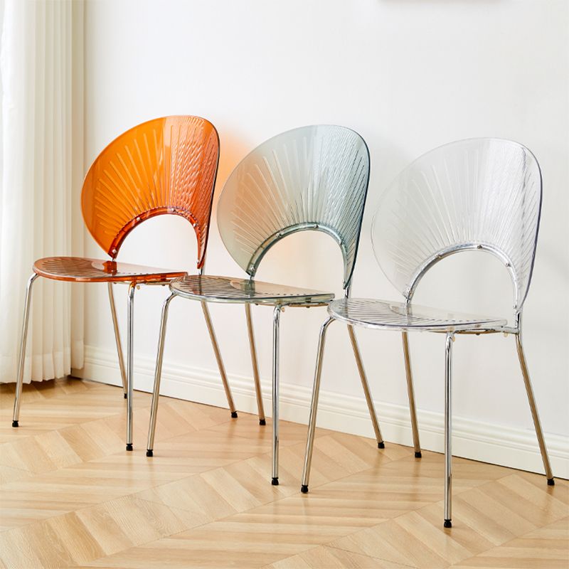 Nordic Style Plastic Armless Dining Chair for Dining Room, 17.7-inch Hight