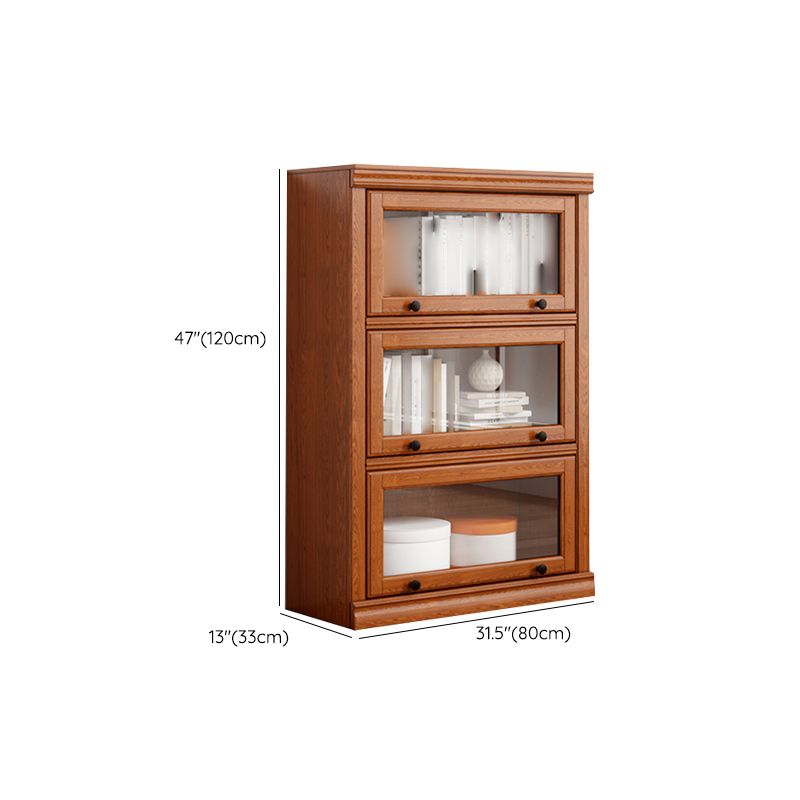 Closed Back Vertical Bookshelf Wood Contemporary Bookcase with Cabinets