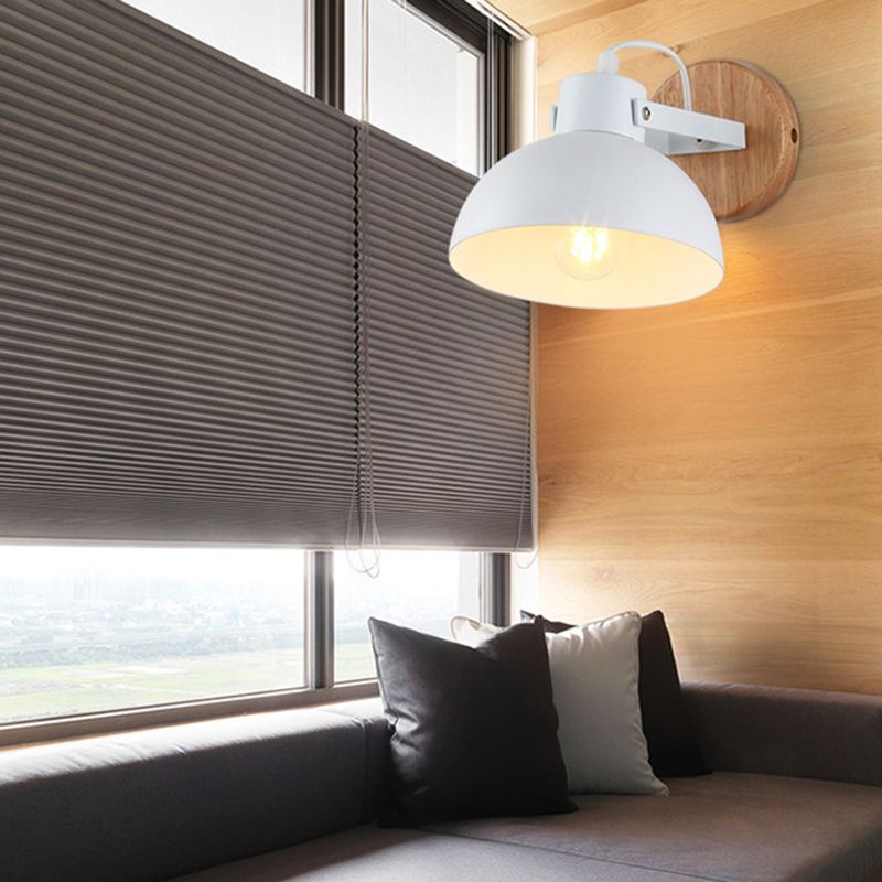 Dome Shape Wall Lighting Modern Style Metal 2 Lights Sconce Lamp in Black/White