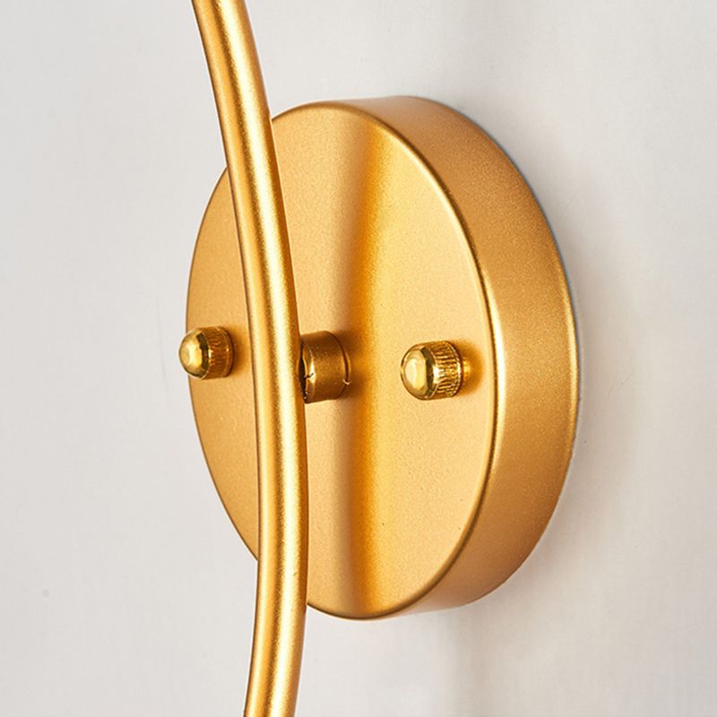 Gold Geometric Wall Lamp in Modern Creative Style Wrought Iron Wall Sconce with White Glass Shade