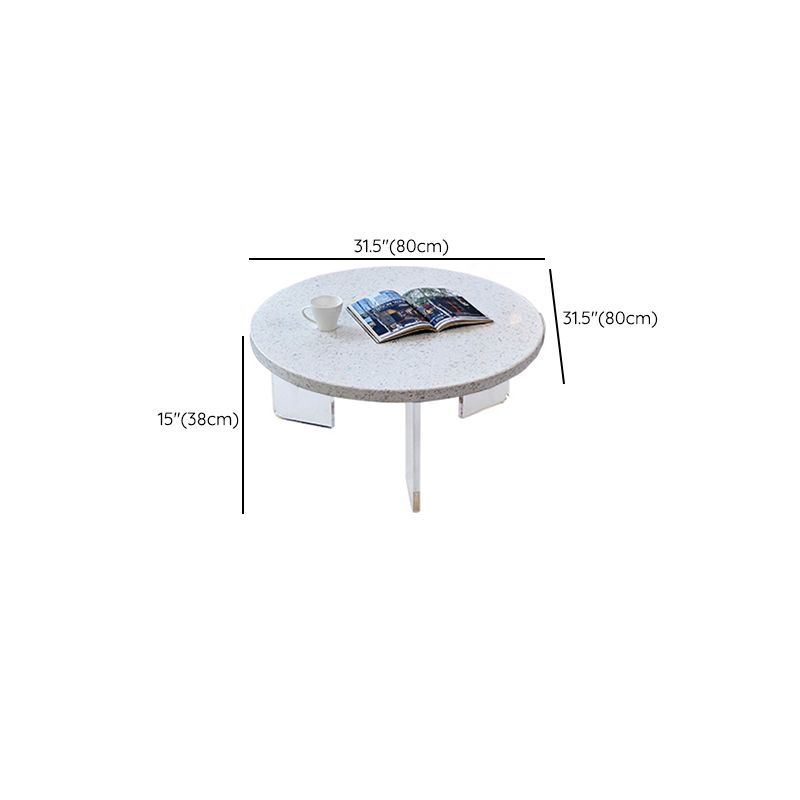 Contemporary Round Terrazzo Cocktail Table Metal/Acrylic 3 Legs Coffee Table