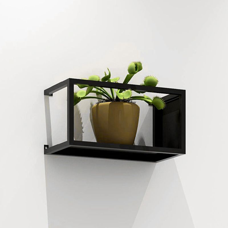 Black Industrial Wall Mounted Bookshelf Iron Bookshelf for Living Room