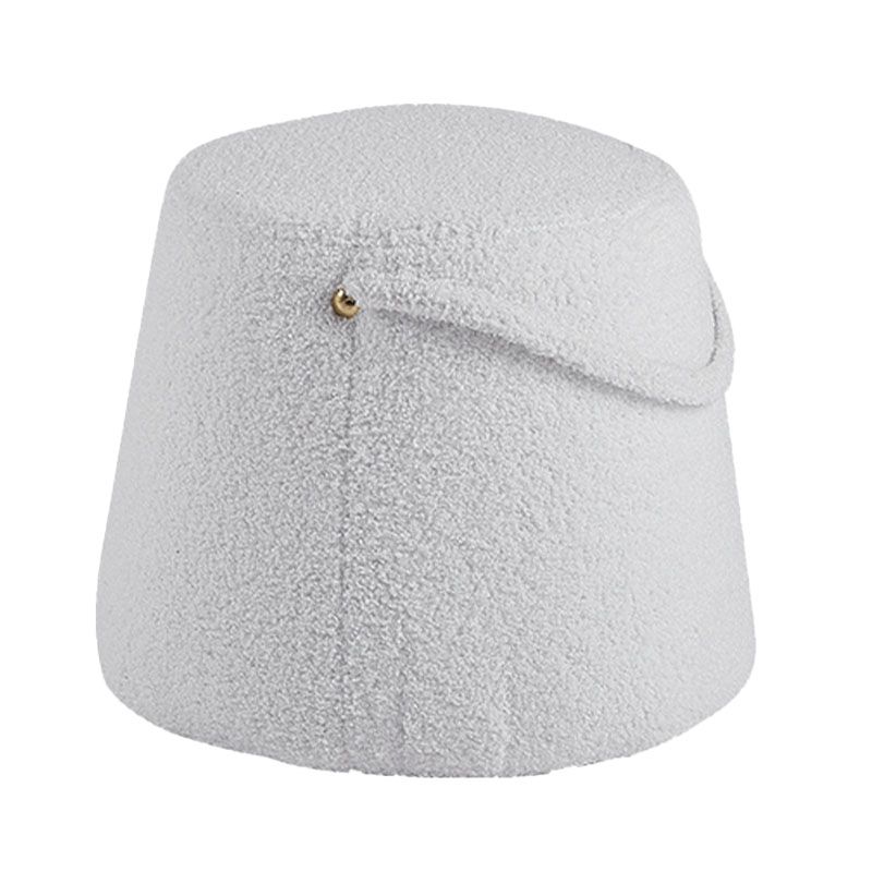 Glam Ottoman Velvet Upholstered Solid Color Tear Resistant Round Ottoman