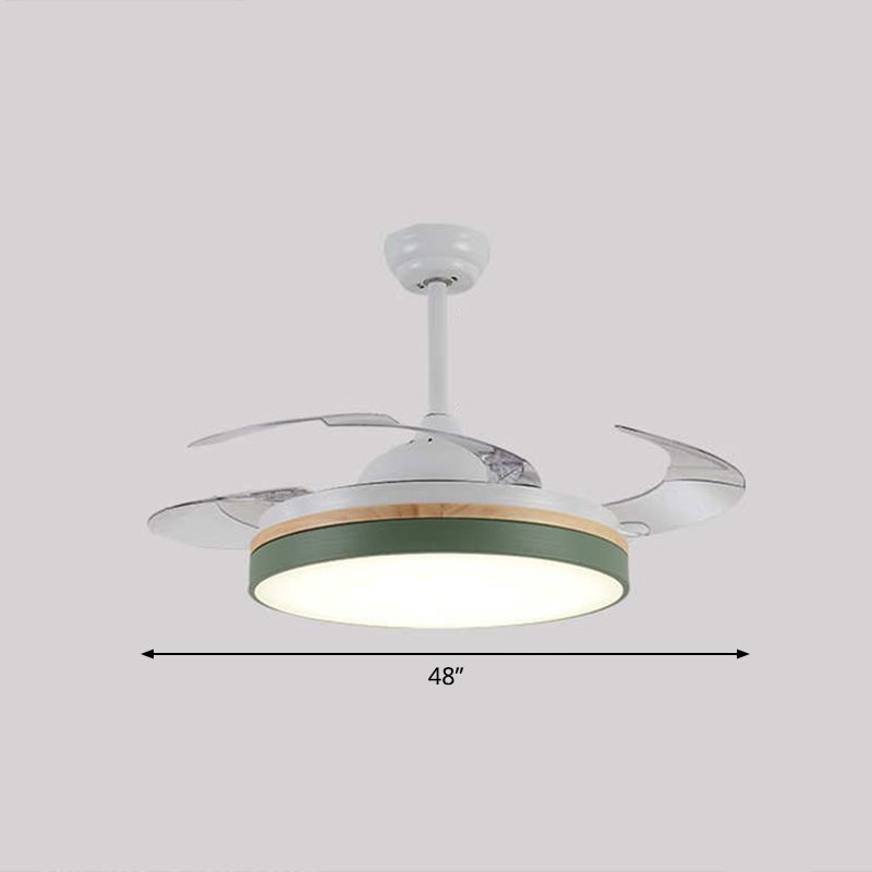 43 "W rund Esszimmer Hanging Lüfterleuchte Acryl-LED Nordic Semi Flush Lampe mit 3-Blatt und Fernbedienung