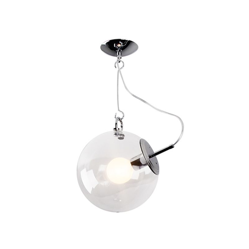 Éclairage de plafond à balle en verre transparent contemporain 1 ampoule suspendue suspendue, 10 "/ 12" de large