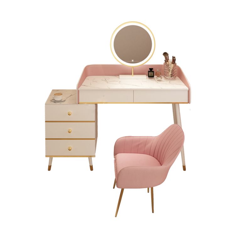 Wood Mirrored Vanity Desk with 5/6 Drawers Luxurious Dressing Table