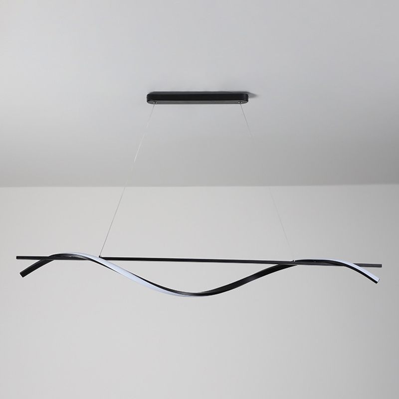 39.3 Inches Wide Modern Minimalist LED Island Light Iron Long Strip Bar Lighting Fixture in Black
