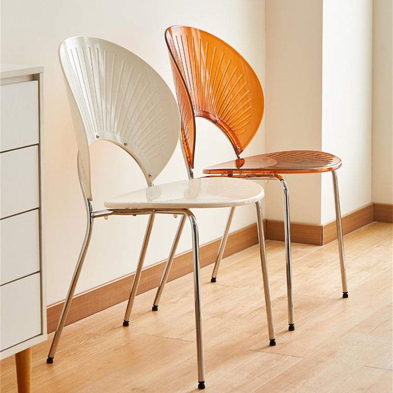 Nordic Metal Side Chair Low Back Armless Chair for Patio Use