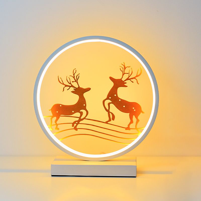 Linear Night Table Lamp Modern Style Metal 1 Light Nightstand Lamp in White