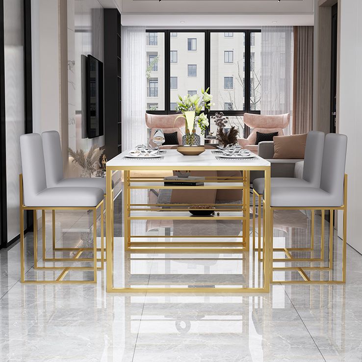Metal and Slate Table Contemporary Family Rectangular Dining Table
