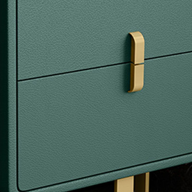 Green Make-up Vanity with 2 Storage Drawers 20.47" Wide Faux Leather Dresser