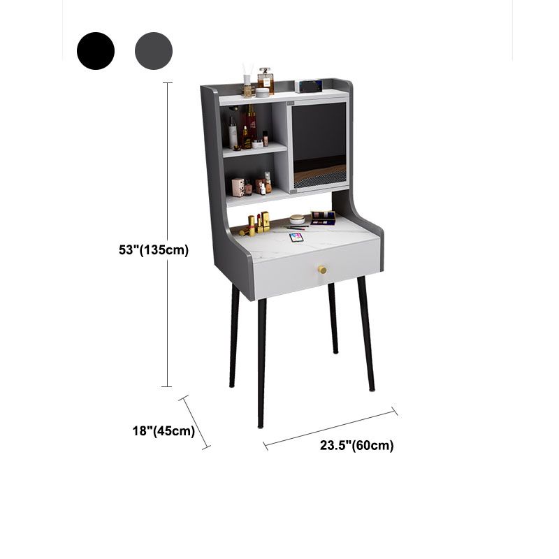 Contemporary Stone Top Vanity Set with Storage in Black/Grey