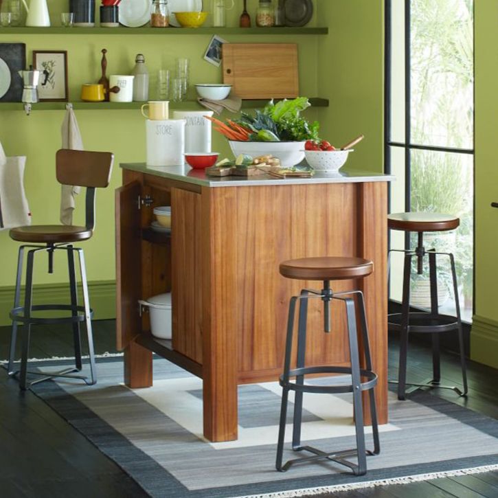 Restaurant Industrial Wood Barstool Wood Iron Base Bar Stool with Pedal