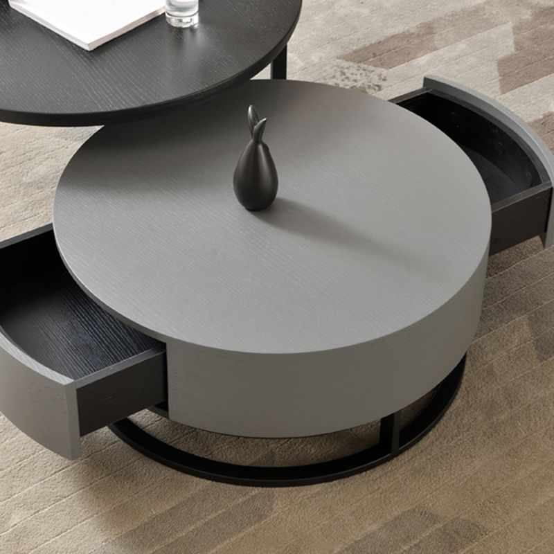 Nordic Style Round Frame/drum Base Solid Wood Table with Drawer Coffee Table