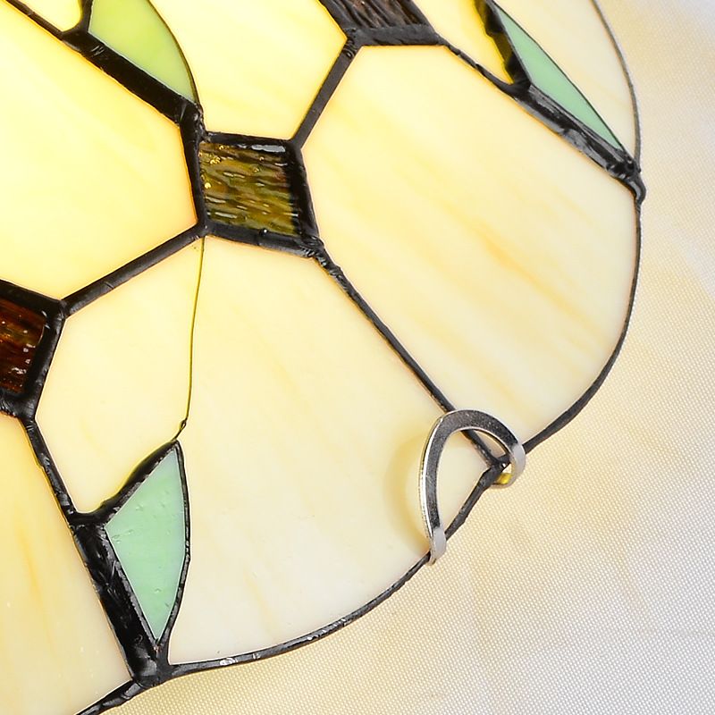 3 Bulbs Bowl Flush Lighting Stained Glass Tiffany Ceiling Light Fixture for Living Room