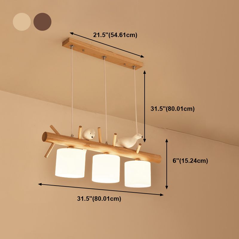Luces de isla de cilindro de estilo contemporáneo luces colgantes de la isla de vidrio blanco