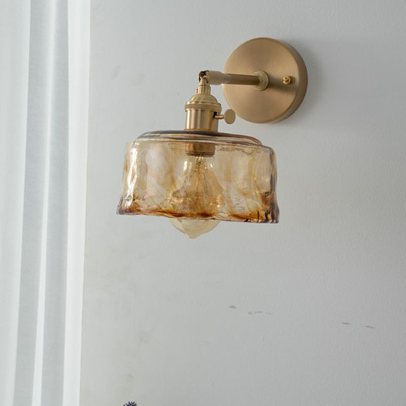 Gold Modern Metal Wall Sconce Geometric Shape Sconce Lights with Glass Shade