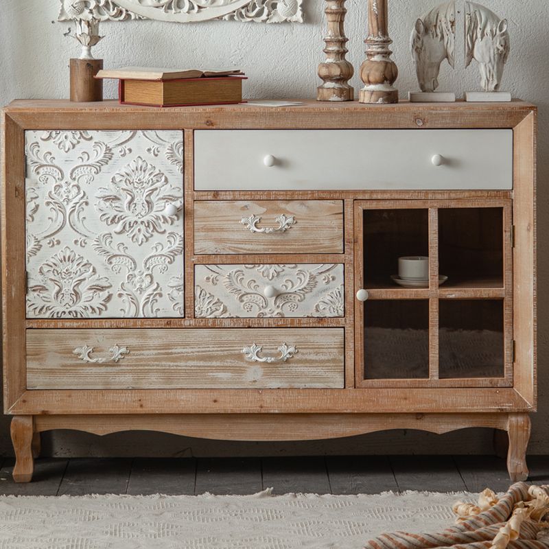 Industrial Espresso Accent Cabinet with Drawer Chest with Doors