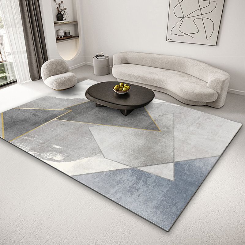 Geometric Pattern Rug Rectangle Shape Stain Resistant Shape Rug for Home Decor
