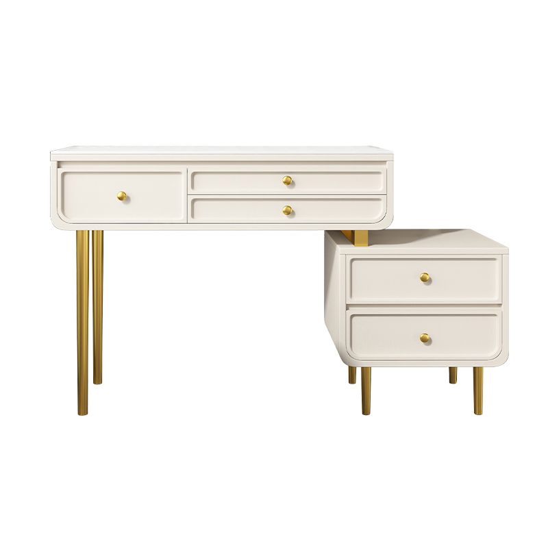 3/5 Storage Drawers Make-up Vanity Solid Wood and Stone Dressing Table