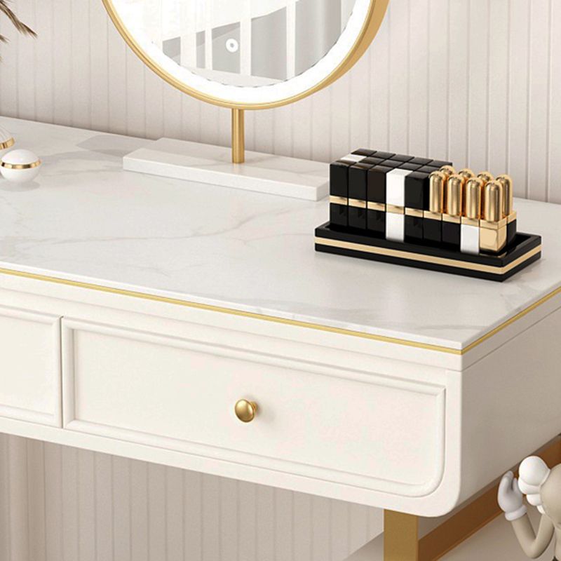 Glam Slate Top Make-up Vanity 4 Drawer Vanity Desk for Bedroom