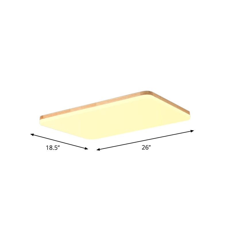Thinnest Square/Rectangle Ceiling Light Simple Acrylic Living Room LED Flush Mounted Lamp in Beige, 13"/25"/37.5" Wide
