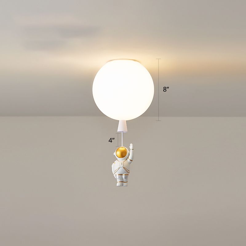 Creative Balloon Ceiling Mount Light Silica Gel 1 Bulb Bedroom Flush Light with Astronaut Decoration