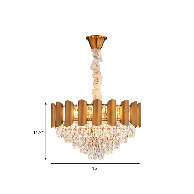 Lampe à pentence en couches en métal moderne Lumière de lustre suspendue à suspension avec cristal à facettes en laiton