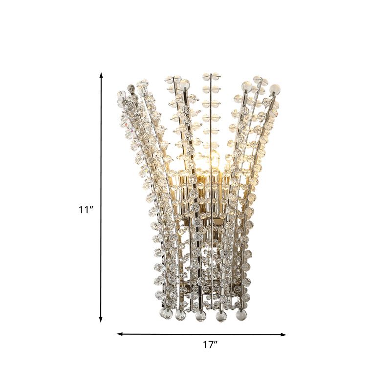 Silver Finish Bead Wall Mounted Light Modernism 3 Heads Crystal Wall Lamp Sconce for Bedside